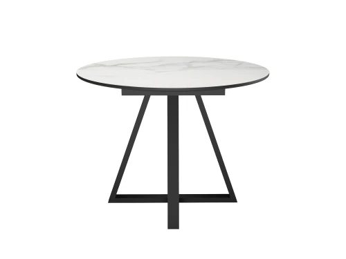 Стол DikLine SKZ100 d1000 Керамика Cristal Onyx Bianco Polished/подстолье черное/опоры черные (2 уп.)