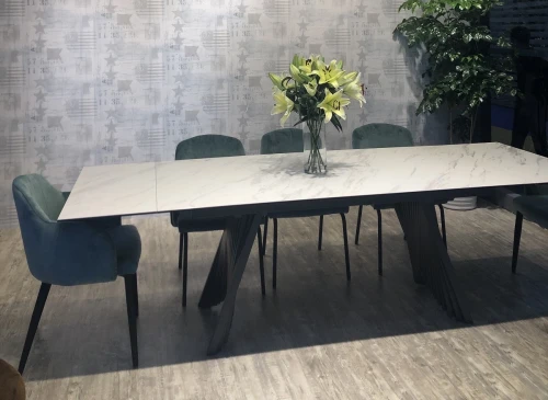 Стол IVAR 180 MARBLES KL-99 Белый мрамор, итальянская керамика, ®DISAUR