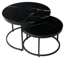 Журнальный столик Эрвин (комплект) Обсидиан, стекло/ черный каркас, M-city