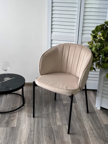 Стул ДЕНИ, цвет Velutto 05 Бежевый, велюр / черный каркас М-City