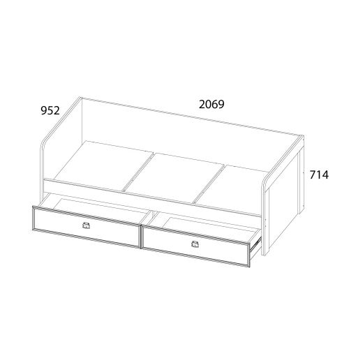 Кровать 90-2, MAGELLAN, цвет Сосна винтаж