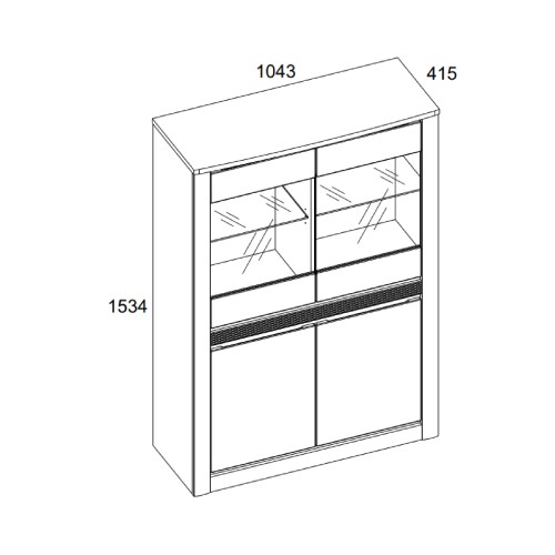 Шкаф с витриной 2V2D, RICHE ESTA, цвет дуб артисан