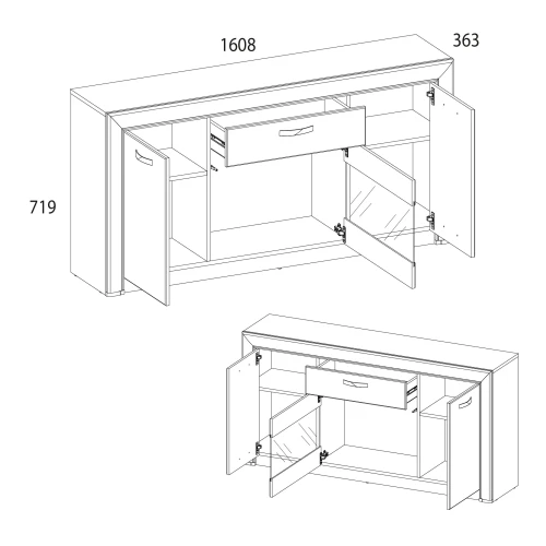 Тумба RTV 1V2D1S, OLIVIA, цвет вудлайн крем/дуб анкона