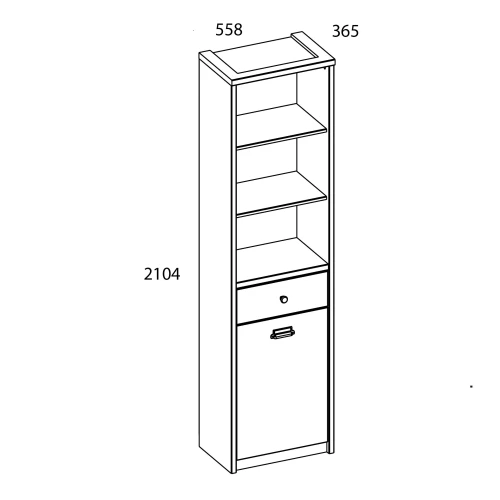 Шкаф открытый 1D1S/D1, DIESEL , цвет дуб мадура/веллингтон