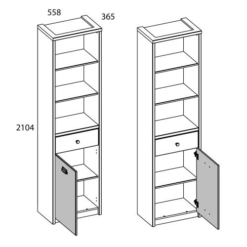 Шкаф открытый 1D1S/D1, DIESEL , цвет дуб мадура/веллингтон