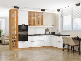 Кухонный гарнитур Нео-04 Cream Silk/White Silk