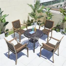 Набор мебели из алюминия Стол круглый ВИНТАЖ «VINTAGE» D80 + 4 Кресел  БАМБУК-3 «BAMBOO-3»