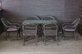 Садовый комплект мебели из искусственного ротанга Мэдисон НЬЮ (Medison NEW) 6 кресел + стол с подушками на сидение