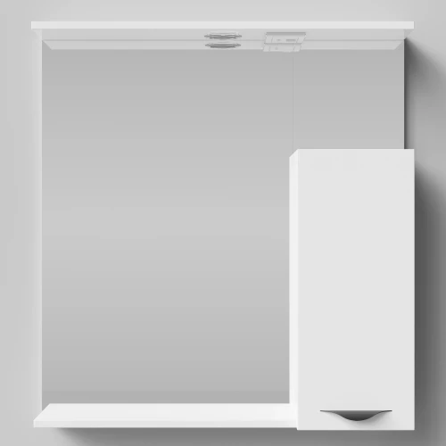 Зеркало Марко 75, ручки Черные, белый глянец, правый