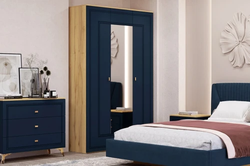 Шкаф 3-х дверный Вега Сапфир синий