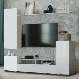 Стенка «Мия», ясень анкор/белый глянец