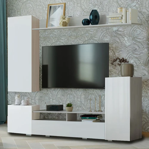 Стенка «Мия», ясень анкор/белый глянец