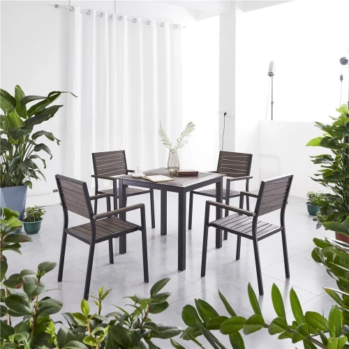 Алюминиевый квадратный стол  80*80 ПОЛИВУД-1 «POLYWOOD-1» цвет каштан арт.1024