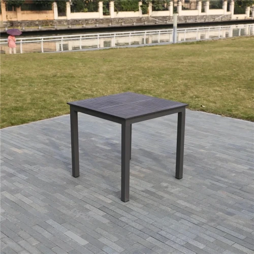 Алюминиевый квадратный стол  80*80 ПОЛИВУД-1 «POLYWOOD-1» цвет каштан арт.1024