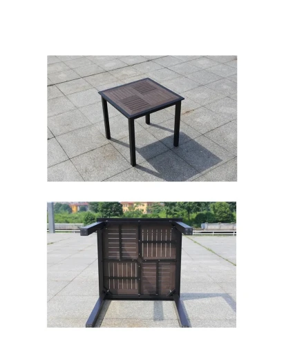 Алюминиевый квадратный стол  80*80 ПОЛИВУД-1 «POLYWOOD-1» цвет каштан арт.1024