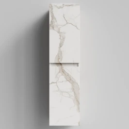 Пенал Бест 35 (2 двери) подвесной, Мрамор Белый натур милк ПВХ 2537, правый