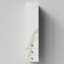 Пенал Квадро 35 подвесной, Мрамор Белый натур милк ПВХ 2537, левый