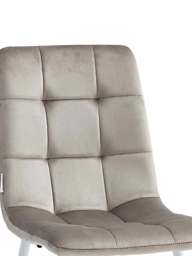 DC209 Стул мягкий, МОККО#G62-13 велюр, каркас металл белый КРУГЛЫЙ