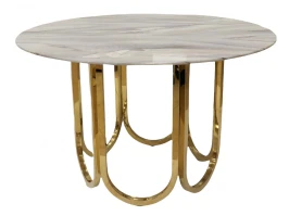 Стол обеденный Лори F-1386-1,122х122х76 см, перламутровый мрамор