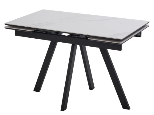 Стол НЕО-2 115 MATTE БЕЛЫЙ МРАМОР, керамика / Черный каркас, М-City