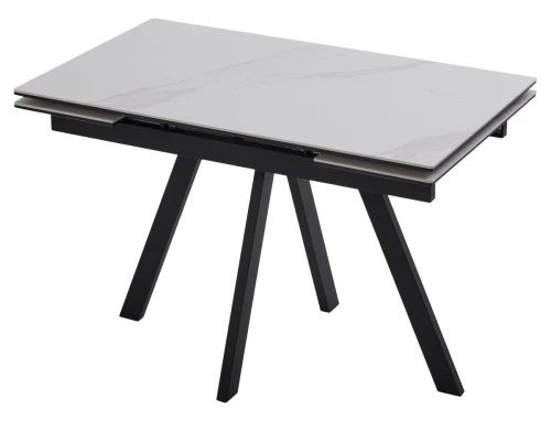 Стол НЕО-2 115 MATTE БЕЛЫЙ МРАМОР, керамика / Черный каркас, М-City