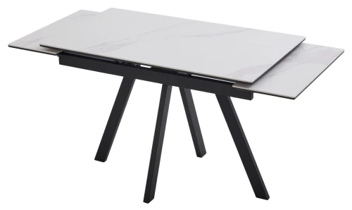 Стол НЕО-2 115 MATTE БЕЛЫЙ МРАМОР, керамика / Черный каркас, М-City