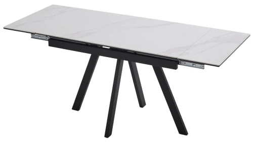 Стол НЕО-2 115 MATTE БЕЛЫЙ МРАМОР, керамика / Черный каркас, М-City