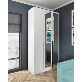 Распашной шкаф с зеркалом Мадрид 1.2, белый