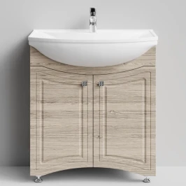 Тумба Адам 75 напольный, Дубослив ореховый светлый ПВХ 3445 Vodok с раковиной в комплекте