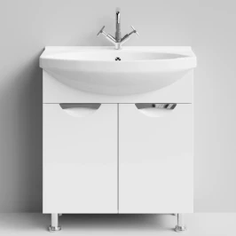 Тумба Лира 75 напольный, белый Vodok с раковиной в комплекте