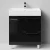 Тумба Мальта 70 напольный, ящики и дверь, черный глянец, левый Vodok с раковиной в комплекте
