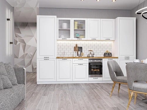 Прямая модульная кухня Ницца Royal-01 Blanco Белый 2140*3150*600