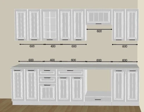 Кухня Прага белое дерево на заказ 2.8 м от фабрики Виват