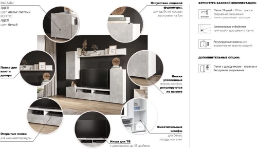 Стенка «Нео», Белый/Ателье светлый