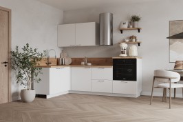 Готовая кухня КГ Угловой 1500х2400 (без пм) , Белый софт матовый  Арника РМ в.2