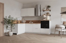 Готовая кухня КГ Угловой 1500х2400 (без пм) , Белый софт матовый  Арника РМ в.2