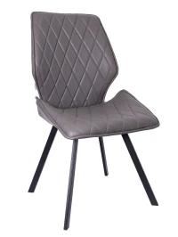 DC231 Стул мягкий поворотный 180, СЕРЫЙ экокожа, каркас металл, черный КВАДРАТ