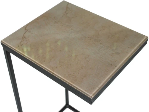 Стол М86 ДП1-03-04 340*300*610 фотопечать «Камень бежевый», черный матовый