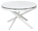 Стол TRENTO 120 HIGH GLOSS STATUARIO Белый мрамор глянцевый, керамика/ белый каркас, ®DISAUR Стол TRENTO 120 HIGH GLOSS STATUARIO Белый мрамор глянцевый, керамика/ белый каркас, ®DISAUR