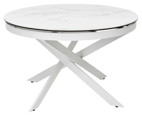 Стол TRENTO 120 HIGH GLOSS STATUARIO Белый мрамор глянцевый, керамика/ белый каркас, ®DISAUR