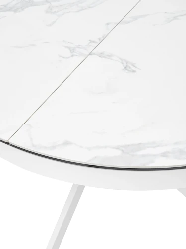 Стол TRENTO 120 HIGH GLOSS STATUARIO Белый мрамор глянцевый, керамика/ белый каркас, ®DISAUR