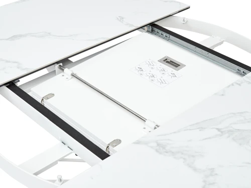 Стол TRENTO 120 HIGH GLOSS STATUARIO Белый мрамор глянцевый, керамика/ белый каркас, ®DISAUR