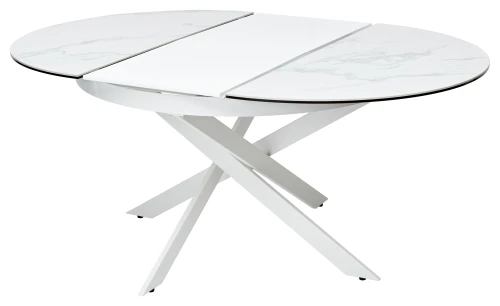 Стол TRENTO 120 HIGH GLOSS STATUARIO Белый мрамор глянцевый, керамика/ белый каркас, ®DISAUR