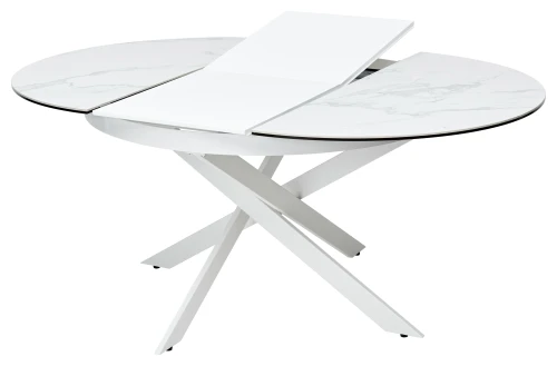 Стол TRENTO 120 HIGH GLOSS STATUARIO Белый мрамор глянцевый, керамика/ белый каркас, ®DISAUR