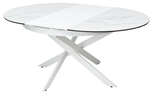 Стол TRENTO 120 HIGH GLOSS STATUARIO Белый мрамор глянцевый, керамика/ белый каркас, ®DISAUR