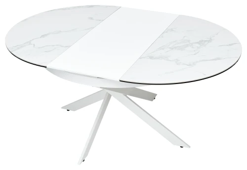 Стол TRENTO 120 HIGH GLOSS STATUARIO Белый мрамор глянцевый, керамика/ белый каркас, ®DISAUR