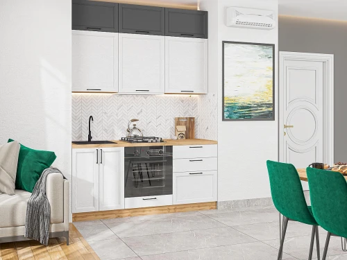 Кухонный гарнитур Сканди-06 Stormy Silkwood/White Silkwood