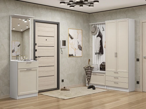 Готовая прихожая Стиль-04 Cream Silkwood Белый