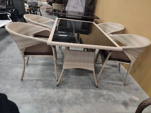 Обеденная группа стол Руардин + 4 кресла Греция из искусственного ротанга Wood