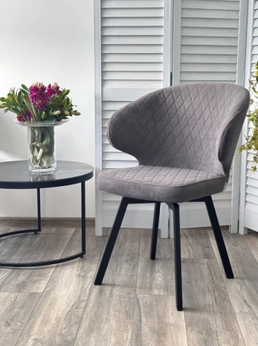 Стул ХИЛТОН 360 град., цвет B28 Темно-серый, велюр / черный каркас М-City